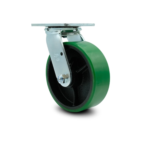6 Inch Green Poly on Cast Iron Wheel Swivel Caster with Ball Bearing SCC